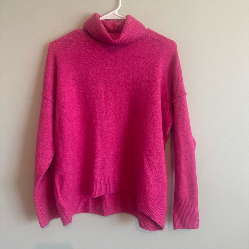 CeCe Vibrant Pink Cowl Neck Sweater, Size Small, Dopamine, Romantic